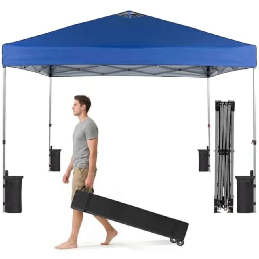 10x10ft 1-Person Pop Up Canopy Tent Heavy Duty One Push Setup Portable Outdoor Shelter for Beach Events Camping with Rolling Ca
10x10ft 1-Person Pop Up Canopy Tent Heavy Duty One Push Setup Portable Outdoor Shelter for Beach Events Camping with Rolling Ca
