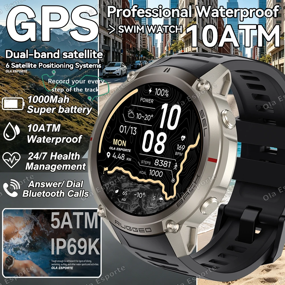 2026 Military Grade Built-in GPS Smart Watch 10ATM Waterproof Compass Altimeter Barometric AMOLED Men HD Call Sports Smartwatch
2026 Military Grade Built-in GPS Smart Watch 10ATM Waterproof Compass Altimeter Barometric AMOLED Men HD Call Sports Smartwatch