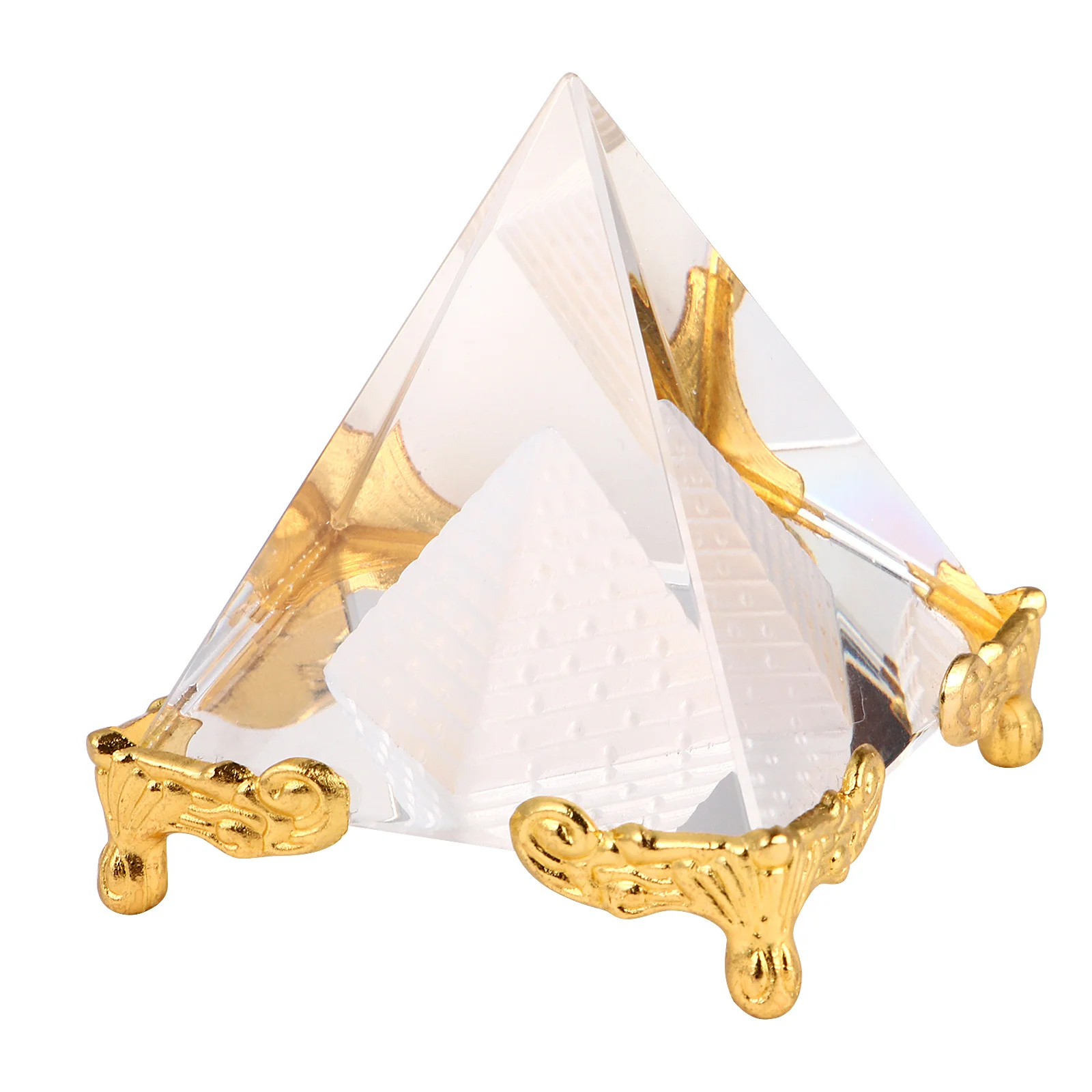 1Pcs Crystal Pyramid Energy Decor Double Layered Home Office Desktop Ornament Vastu Feng Shui Gold Accent Positive Chi
1Pcs Crystal Pyramid Energy Decor Double Layered Home Office Desktop Ornament Vastu Feng Shui Gold Accent Positive Chi