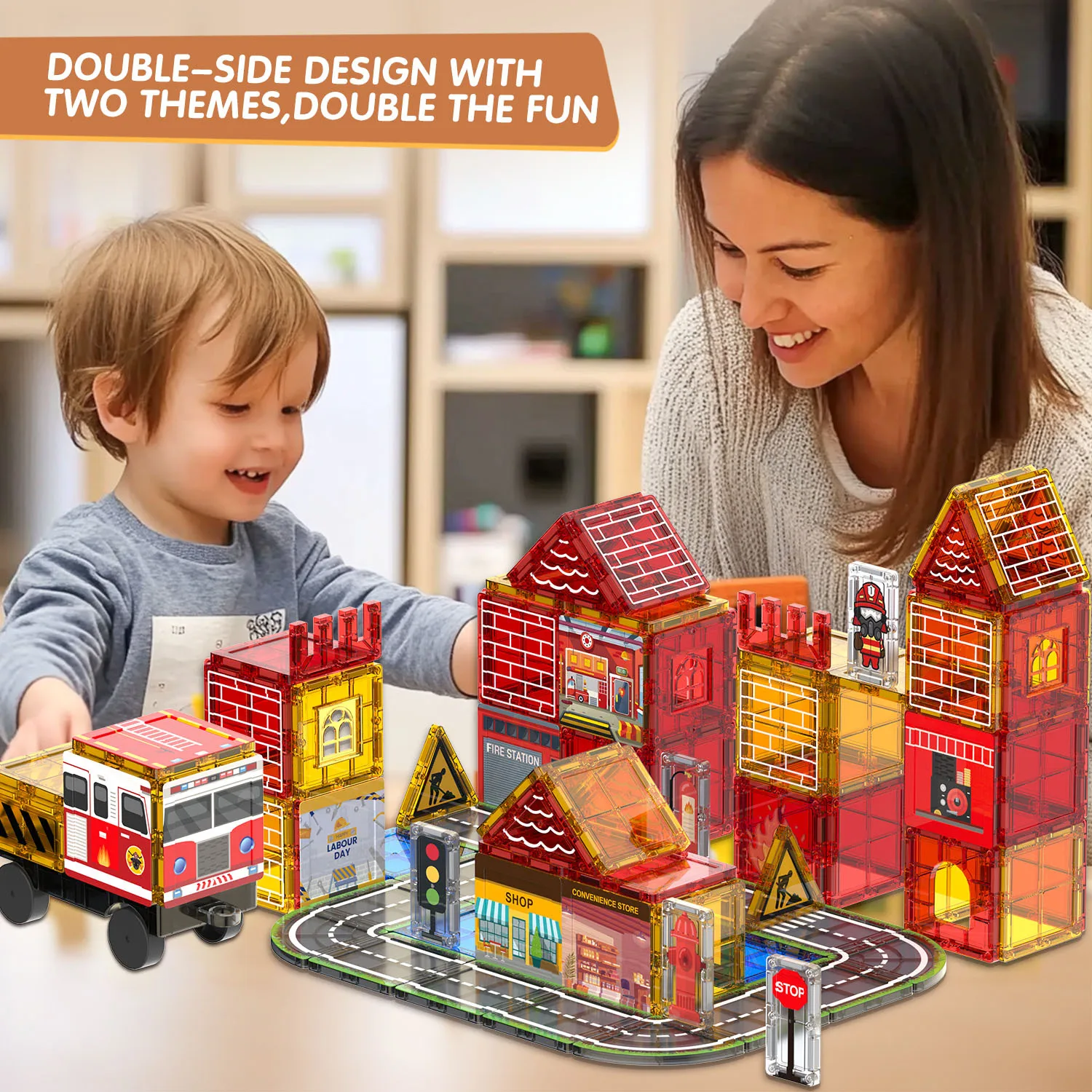 Kid Fire Safety Theme Magnetic Tiles Road Set Boy Toy Gas Station Magnetic Tiles Scene Construction toys
Kid Fire Safety Theme Magnetic Tiles Road Set Boy Toy Gas Station Magnetic Tiles Scene Construction toys