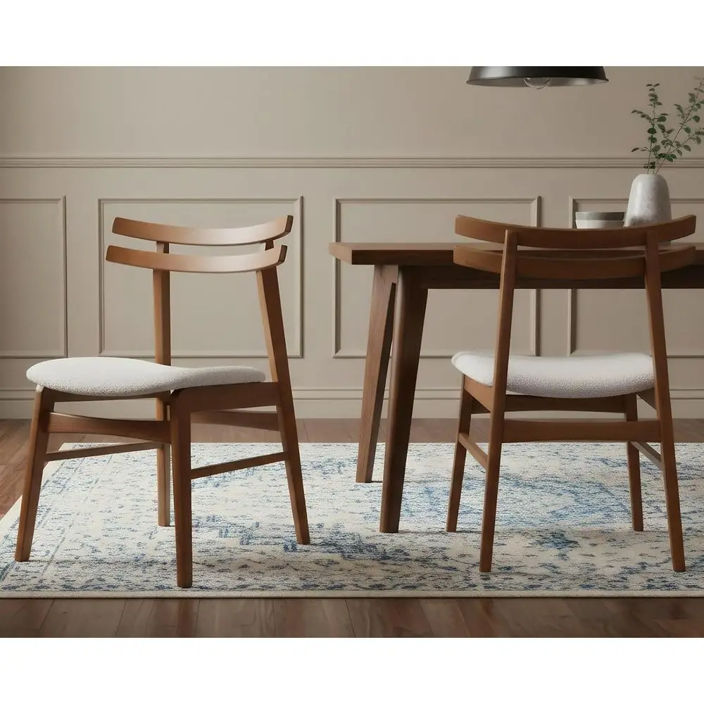 Set of 2 Walnut Dining Chairs with Boucle Upholstery, Solid Wood Legs, Curved Backs, Ideal for Home and Restaurant, Beige
Set of 2 Walnut Dining Chairs with Boucle Upholstery, Solid Wood Legs, Curved Backs, Ideal for Home and Restaurant, Beige