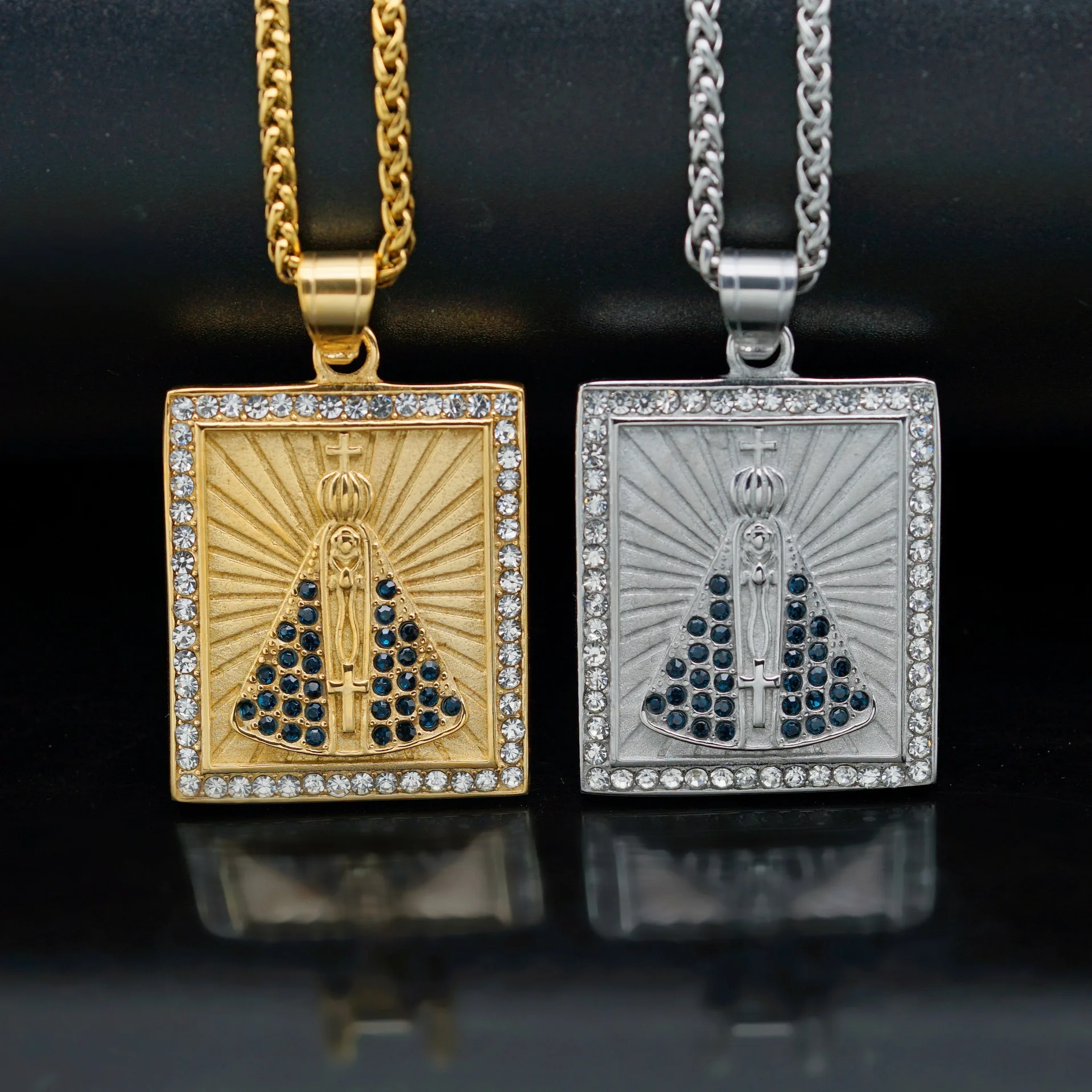 Besiko Hip-Hop Gold Silver Stainless Steel Color Diamond Square Cross Mary Pendant Necklace For Men Punk Rock Choer Jewelry
Besiko Hip-Hop Gold Silver Stainless Steel Color Diamond Square Cross Mary Pendant Necklace For Men Punk Rock Choer Jewelry