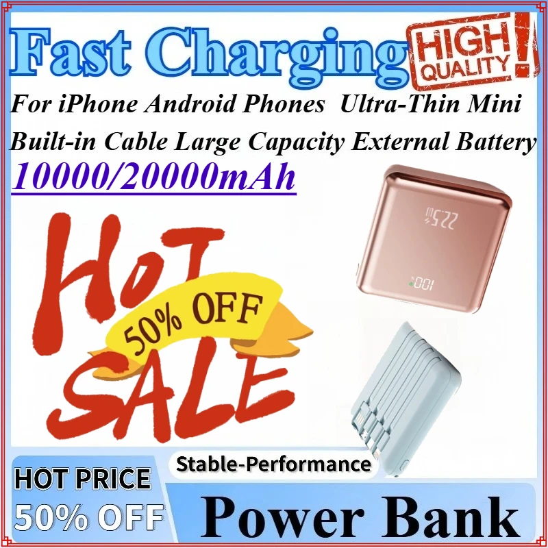 10000/20000mAh Fast Charging Power Bank Ultra-Thin Mini Built-in Cable External Battery Large Capacity For iPhone Android Phones
10000/20000mAh Fast Charging Power Bank Ultra-Thin Mini Built-in Cable External Battery Large Capacity For iPhone Android Phones