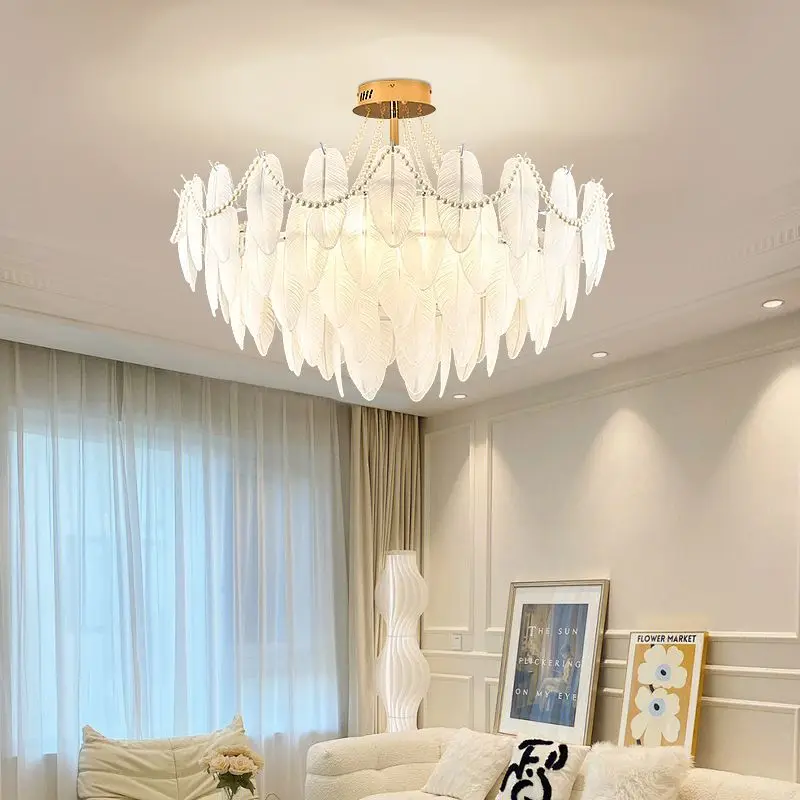 French feather chandelier cream wind light luxury pearl Internet celebrity living room main light 2025 new bedroom lamps
French feather chandelier cream wind light luxury pearl Internet celebrity living room main light 2025 new bedroom lamps