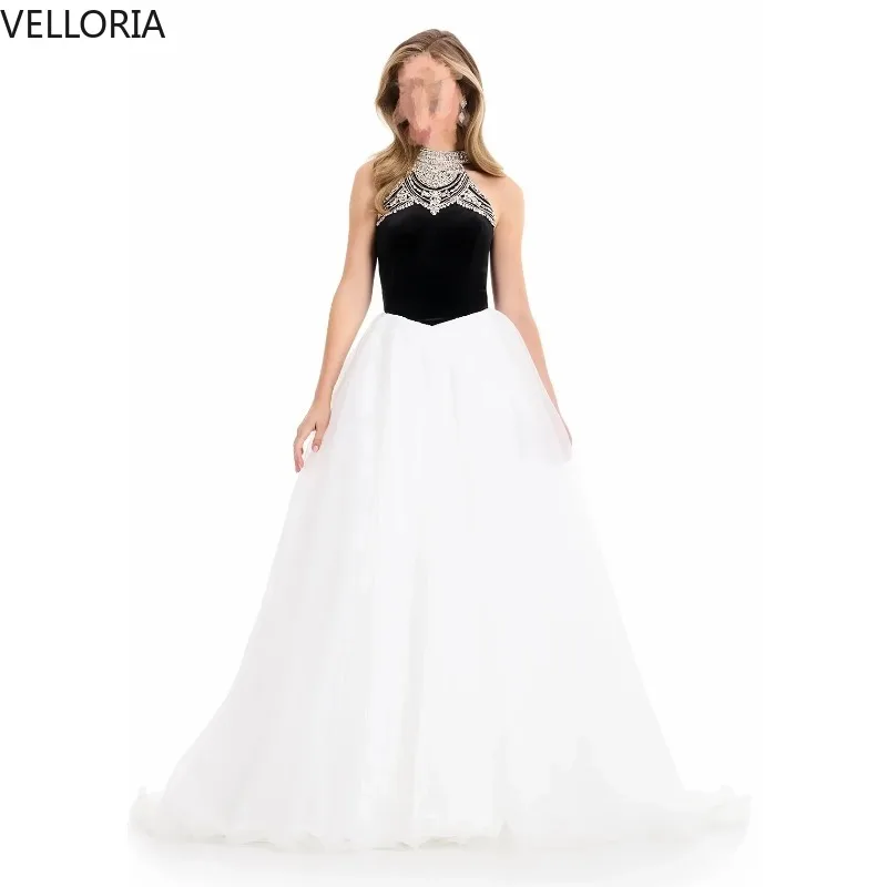 Luxury Black White Ball Gown 2025 High Neck Sleeveless Beaded Elegant Prom Evening DressParty Dress Vestdos De Fiesta Customized
Luxury Black White Ball Gown 2025 High Neck Sleeveless Beaded Elegant Prom Evening DressParty Dress Vestdos De Fiesta Customized
