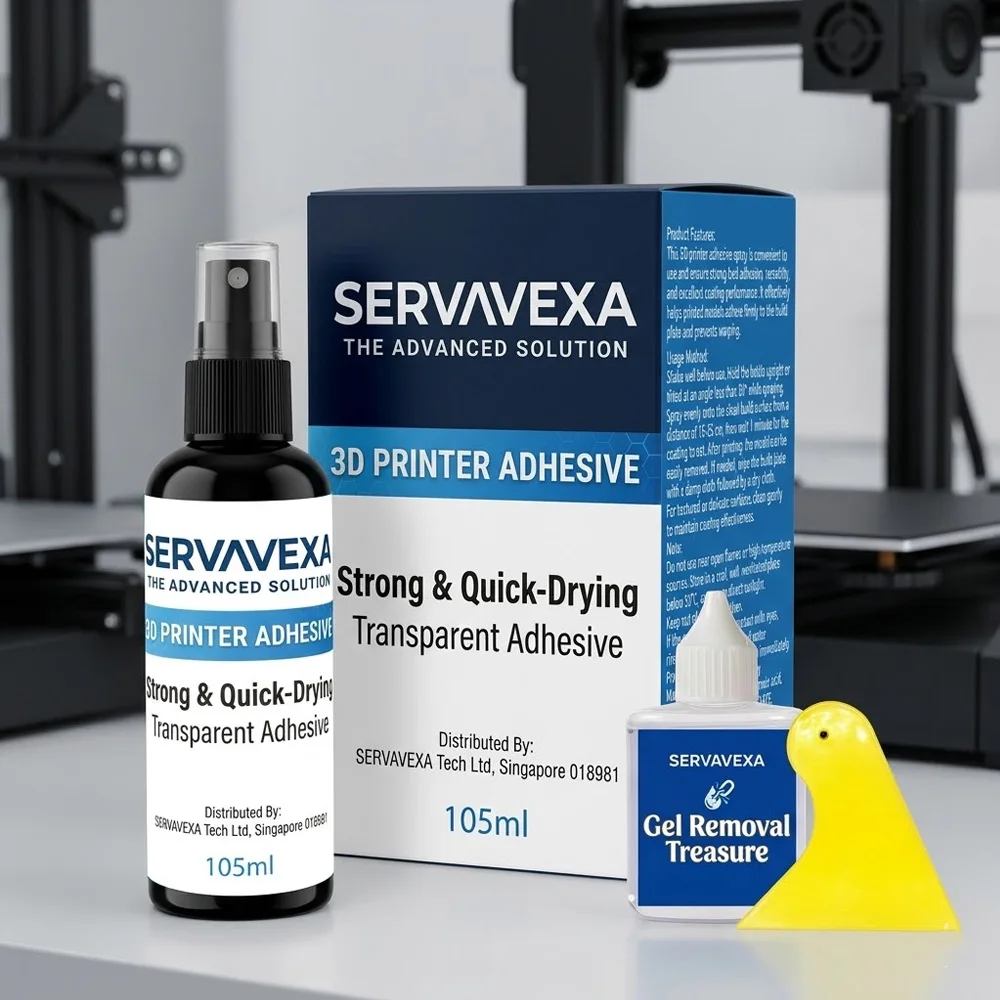 SERLAVEXA Anti-Warp 3D Printer Adhesive Spray + Fast Glue Remover & Scraper Set. Quick Dry Strong Bed Adhesion for PLA ABS.
SERLAVEXA Anti-Warp 3D Printer Adhesive Spray + Fast Glue Remover & Scraper Set. Quick Dry Strong Bed Adhesion for PLA ABS.