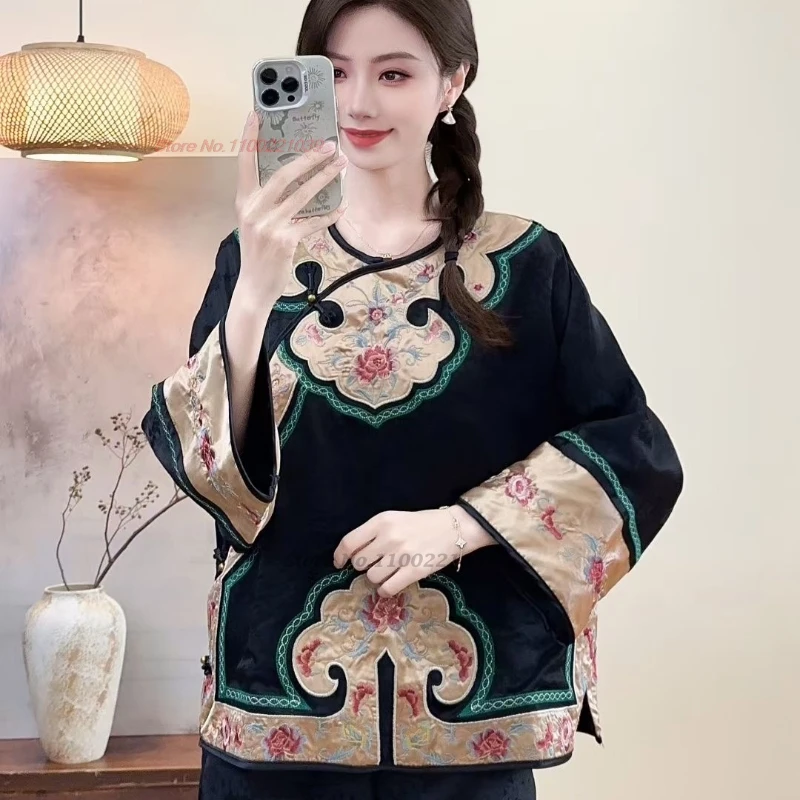 2025 chinese vintage coat retro hanfu tops traditional flower embroidery satin jacquard folk jacket national o-neck ethnic coat
2025 chinese vintage coat retro hanfu tops traditional flower embroidery satin jacquard folk jacket national o-neck ethnic coat