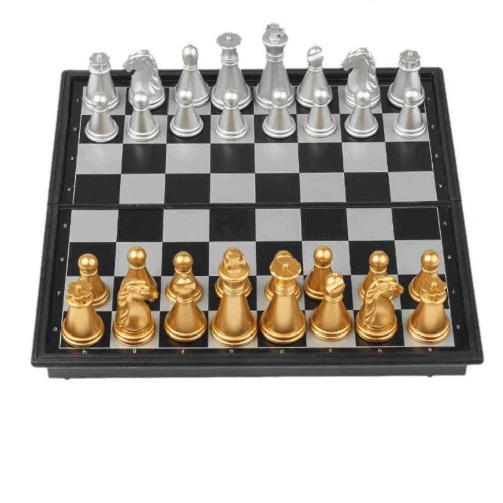 International Chess Gold Silver Mini Chess Set Magnetic Pieces Table Games Magnetic Chess Folded Design Folding Chess Travel Use
International Chess Gold Silver Mini Chess Set Magnetic Pieces Table Games Magnetic Chess Folded Design Folding Chess Travel Use