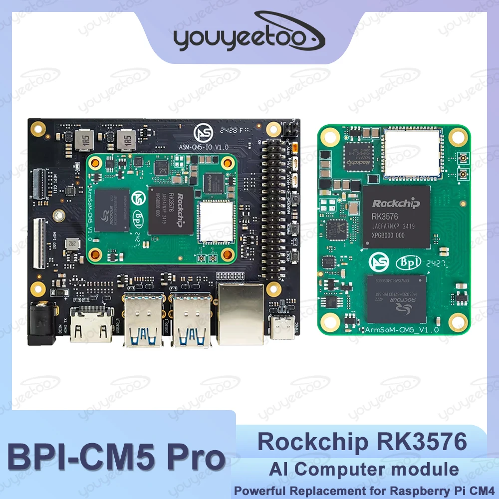 Banana Pi BPI-CM5 Pro Core Board Rockchip RK3576 AI Computer Module AIOT Single Board Computer 8GB RAM 6 TOPS NPU ARM Demo Board
Banana Pi BPI-CM5 Pro Core Board Rockchip RK3576 AI Computer Module AIOT Single Board Computer 8GB RAM 6 TOPS NPU ARM Demo Board