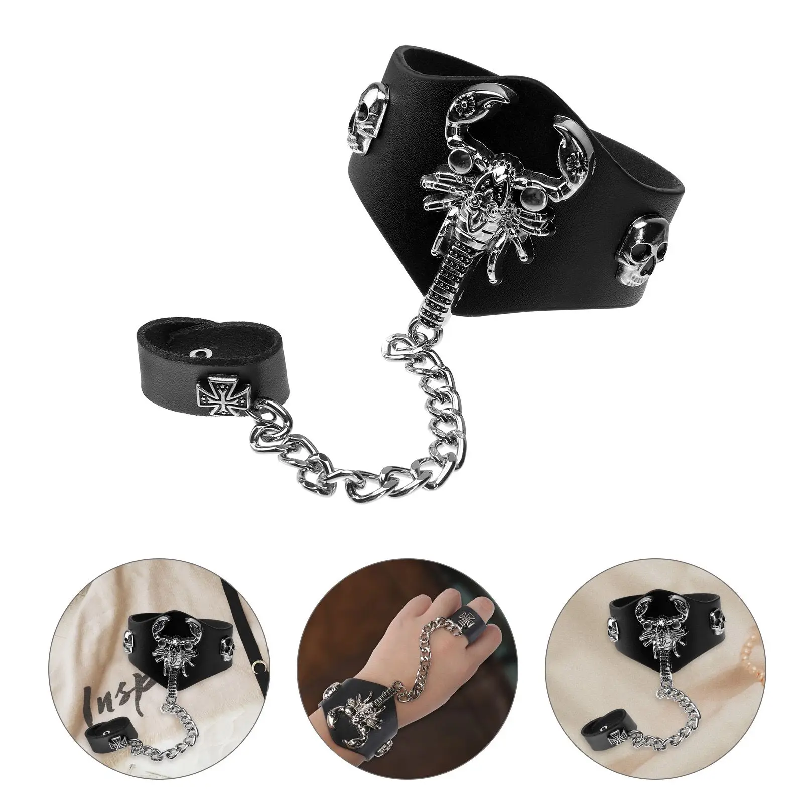 Men Bracelet Vintage Punk Style Men's Scorpion Ring Chain Bracelet Jewelry Decor (Black)
Men Bracelet Vintage Punk Style Men's Scorpion Ring Chain Bracelet Jewelry Decor (Black)