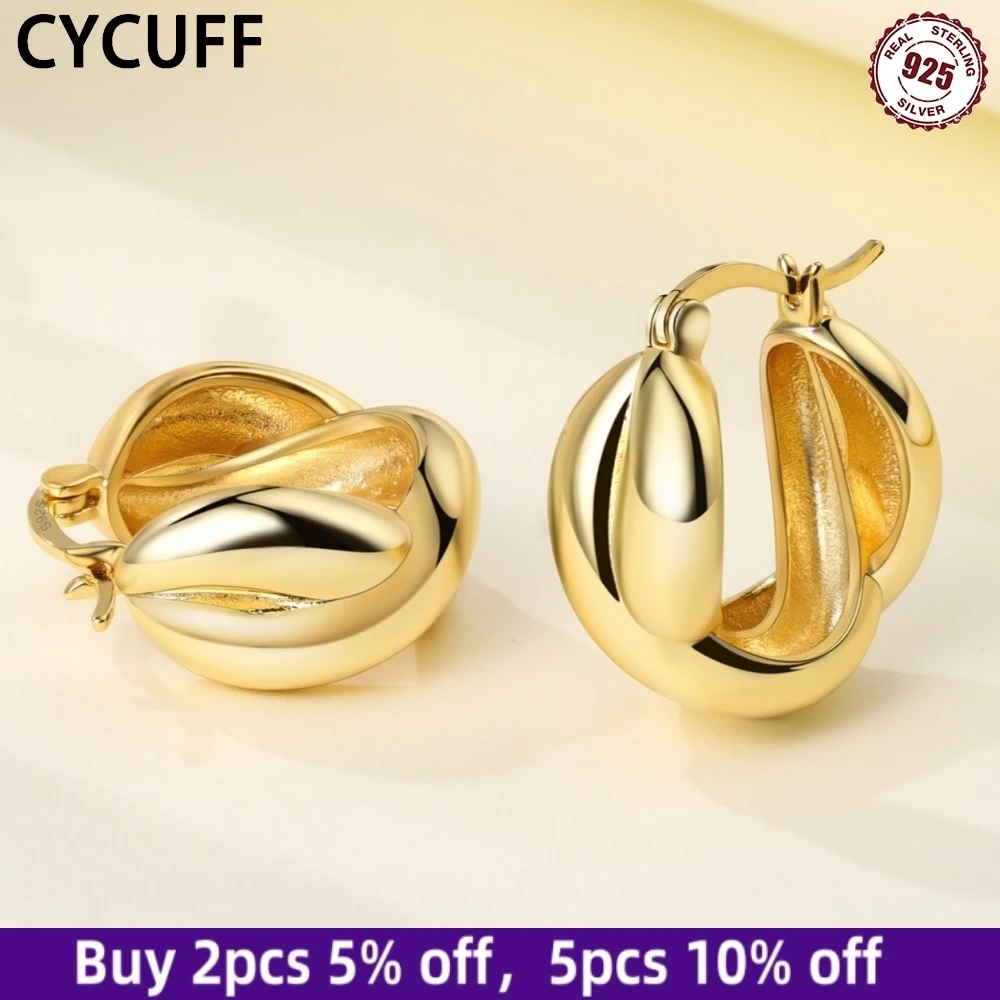 CYCUFF 925 Sterling Silver Golden Design Textured Braided Earrings Symmetrical Hoop Earrings Women's Jewelry Fashion Fine Gift
CYCUFF 925 Sterling Silver Golden Design Textured Braided Earrings Symmetrical Hoop Earrings Women's Jewelry Fashion Fine Gift