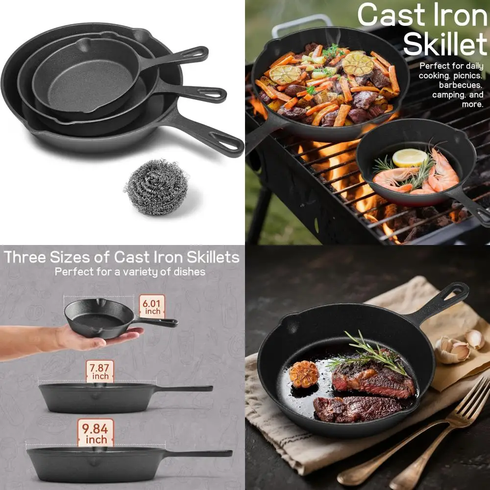 Сверхмощный набор чугунной сковороды для плиты, духовки, гриля, костра - прочный, простой в использовании и чистый, черная отделка, долговечный C
Сверхмощный набор чугунной сковороды для плиты, духовки, гриля, костра - прочный, простой в использовании и чистый, черная отделка, долговечный C