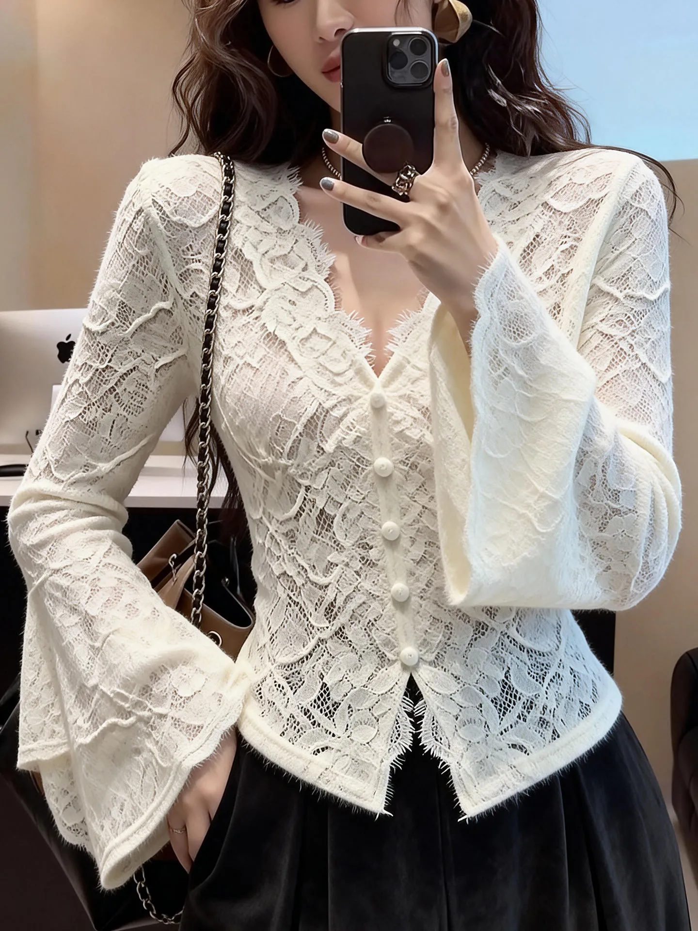 Romantic White Lace irt Women's Faionable Unique Design Spring 2026 High-End Feelings Ele Versatile Top Ladies' Premi...
Romantic White Lace irt Women's Faionable Unique Design Spring 2026 High-End Feelings Ele Versatile Top Ladies' Premi...