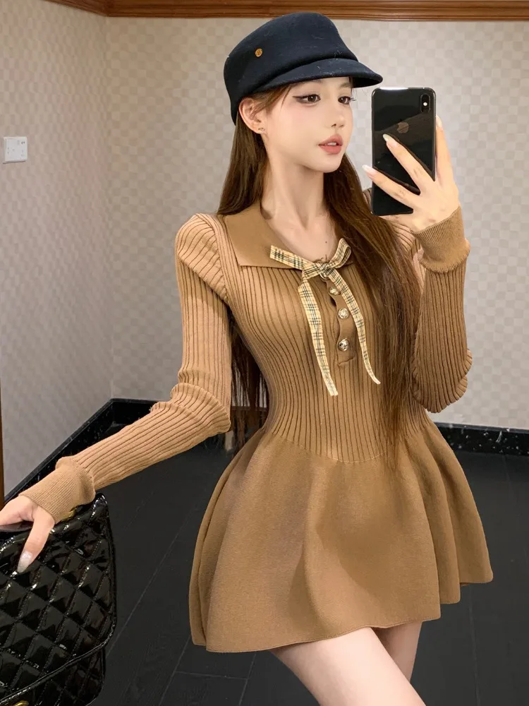 Korean Style Sweet Knot Long Sleeve Knitted Dress Women's Spring Autumn New A-Line Short Dress Slimming Waist
Korean Style Sweet Knot Long Sleeve Knitted Dress Women's Spring Autumn New A-Line Short Dress Slimming Waist