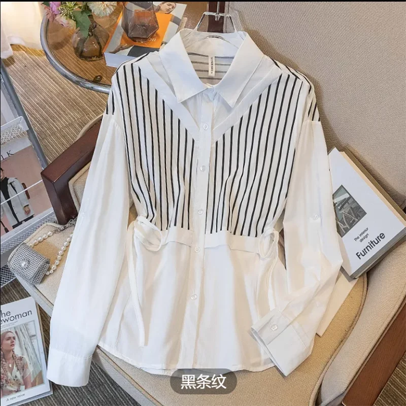 plus Size Women's Autumn 2026 Striped Shirt Design Sensation Fake Two-Piece Fashionable Age-Defying Versatile Top
plus Size Women's Autumn 2026 Striped Shirt Design Sensation Fake Two-Piece Fashionable Age-Defying Versatile Top