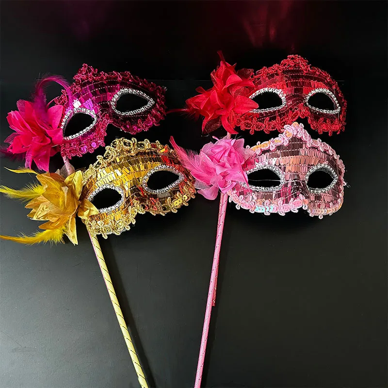 Venetian Princess Ball Handheld Mask Side Flower Mask with Holding Stick Mardi Gras Party Masquerade Feather Sequin Mask
Venetian Princess Ball Handheld Mask Side Flower Mask with Holding Stick Mardi Gras Party Masquerade Feather Sequin Mask