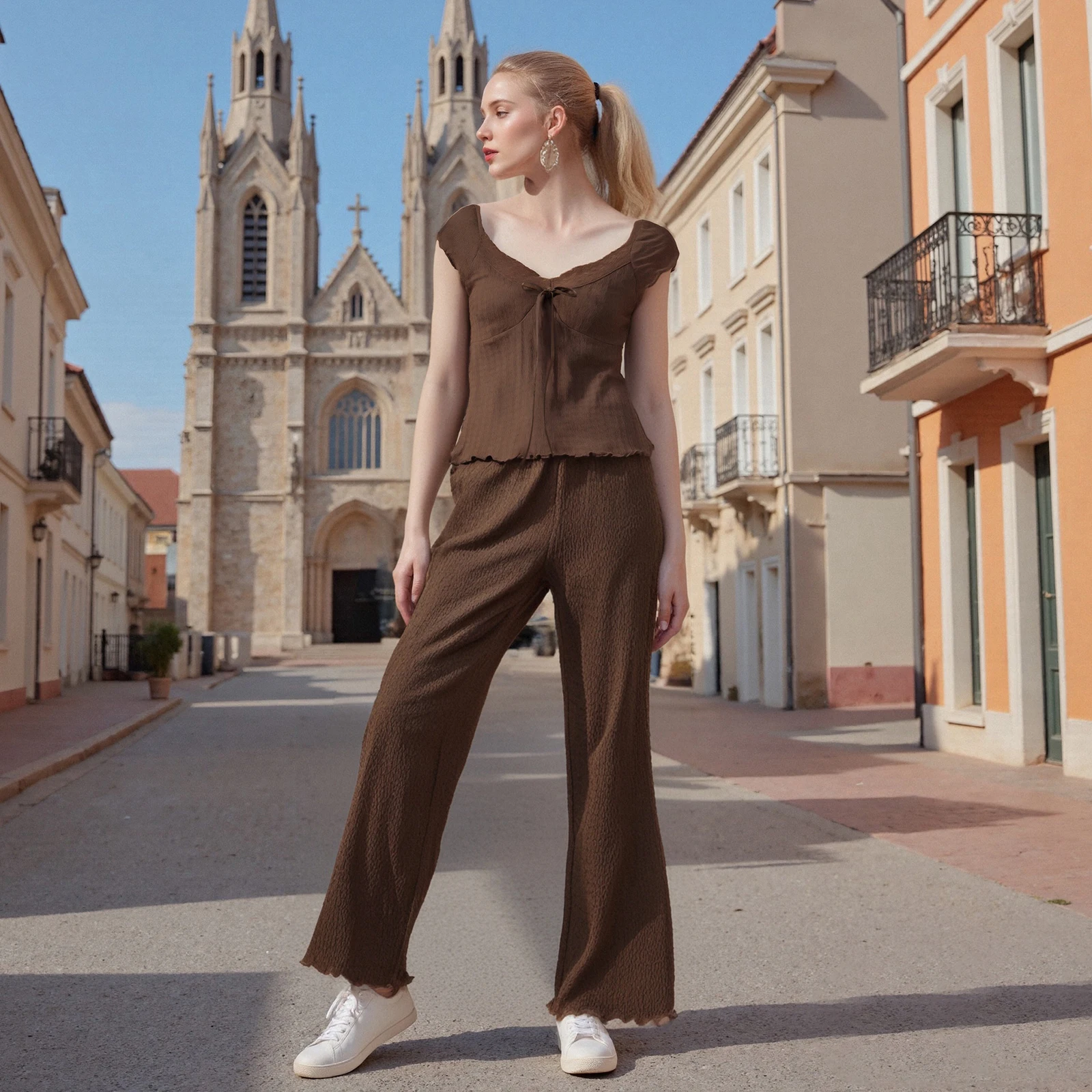 Women Summer Pajamas Set Stylish Solid Lace Trim Bow V Neck Tops with Pants Lounge Wear 2 Pcs Set
Women Summer Pajamas Set Stylish Solid Lace Trim Bow V Neck Tops with Pants Lounge Wear 2 Pcs Set