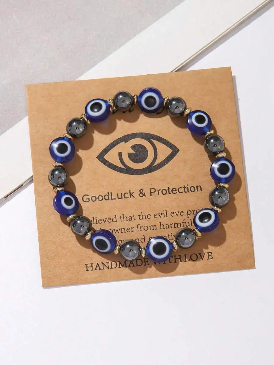 Elastic Evil Eye Beaded Bracelet With Obsidian And Acrylic For Women
Elastic Evil Eye Beaded Bracelet With Obsidian And Acrylic For Women