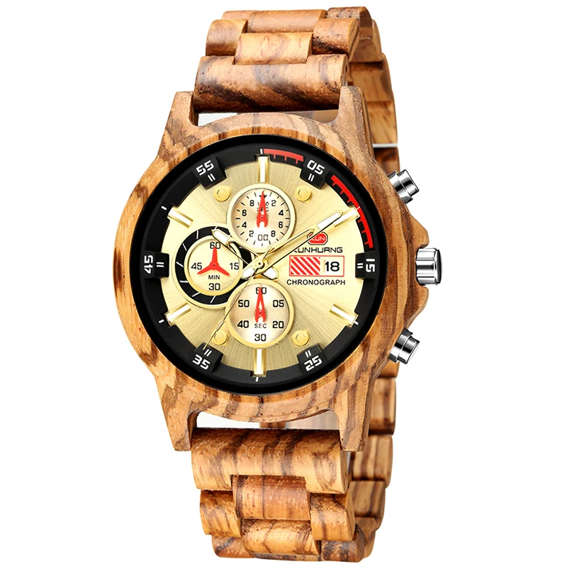 kunhuang Men's Watch Natural Wood Watch Wooden Handmade Wooden Quartz Movement Watch Chronograph Zebra Wood Case Watch reloj
kunhuang Men's Watch Natural Wood Watch Wooden Handmade Wooden Quartz Movement Watch Chronograph Zebra Wood Case Watch reloj