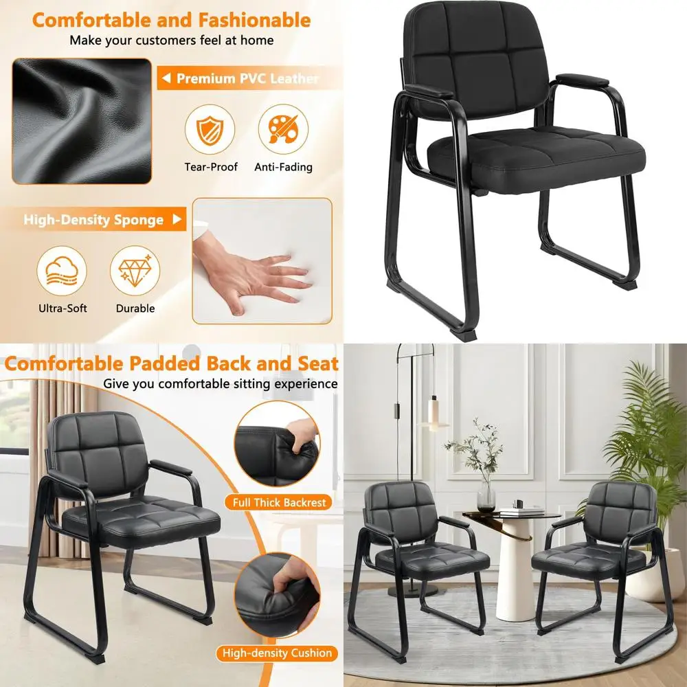 Ergonomic Bonded Leather Guest Chair with Padded Arms for Waiting Rooms, Churches, Schools, and Conferences, Black
Ergonomic Bonded Leather Guest Chair with Padded Arms for Waiting Rooms, Churches, Schools, and Conferences, Black