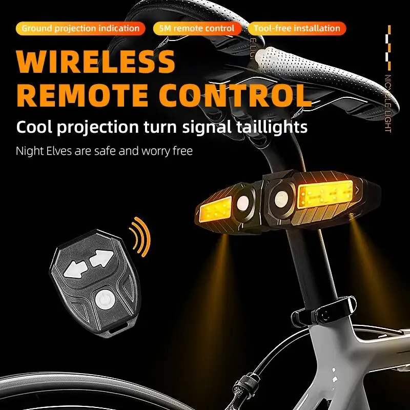 ESLNF Bicycle Remote Steering Projection Taillight - 5 Modes Universal Night Safety Warning Light For Mountain/Road Bikes
ESLNF Bicycle Remote Steering Projection Taillight - 5 Modes Universal Night Safety Warning Light For Mountain/Road Bikes