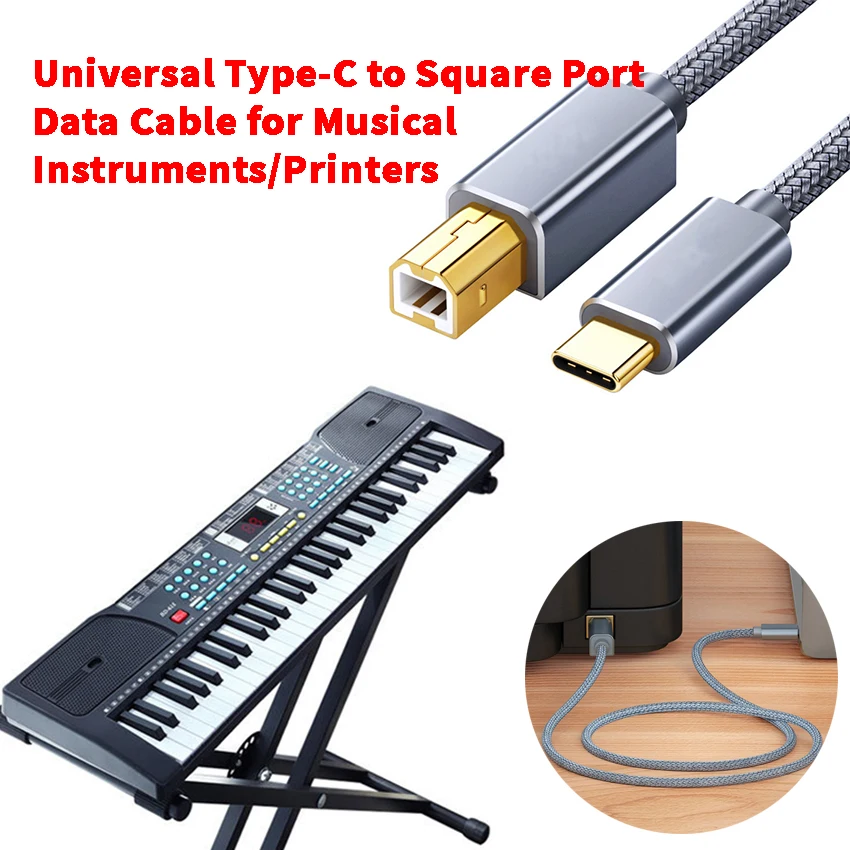 USB 2.0 Printer Cable Type-C To USB Cable Braided Printer Scanner for Piano Electronic Instrument Data Cable For Epson HP Canon
USB 2.0 Printer Cable Type-C To USB Cable Braided Printer Scanner for Piano Electronic Instrument Data Cable For Epson HP Canon