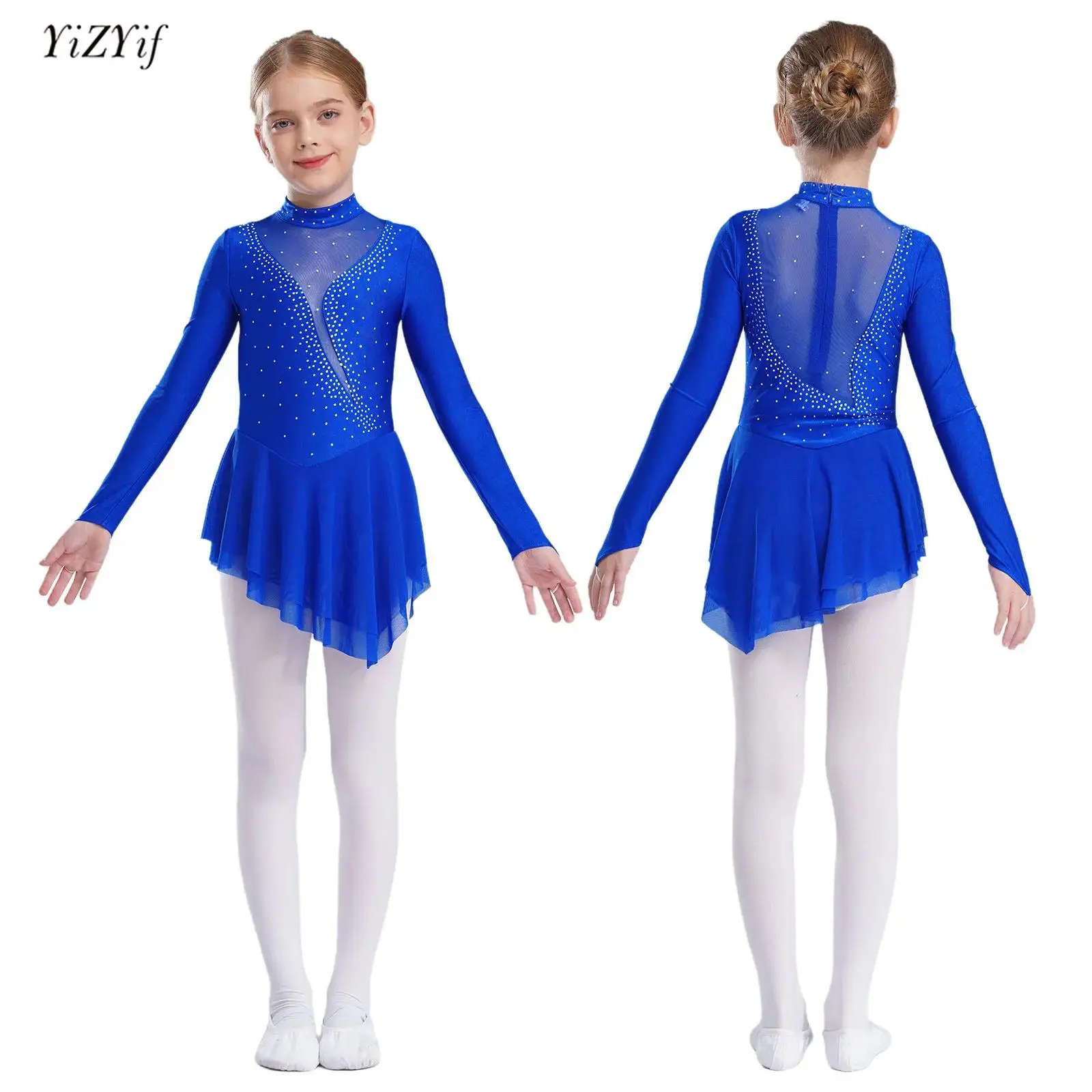 Kids Girls Ballet Dance Dress Sheer Mesh Patchwork Glittery Rhinestones Gymnastics Leotards Figure Skating Performance Costumes
Kids Girls Ballet Dance Dress Sheer Mesh Patchwork Glittery Rhinestones Gymnastics Leotards Figure Skating Performance Costumes