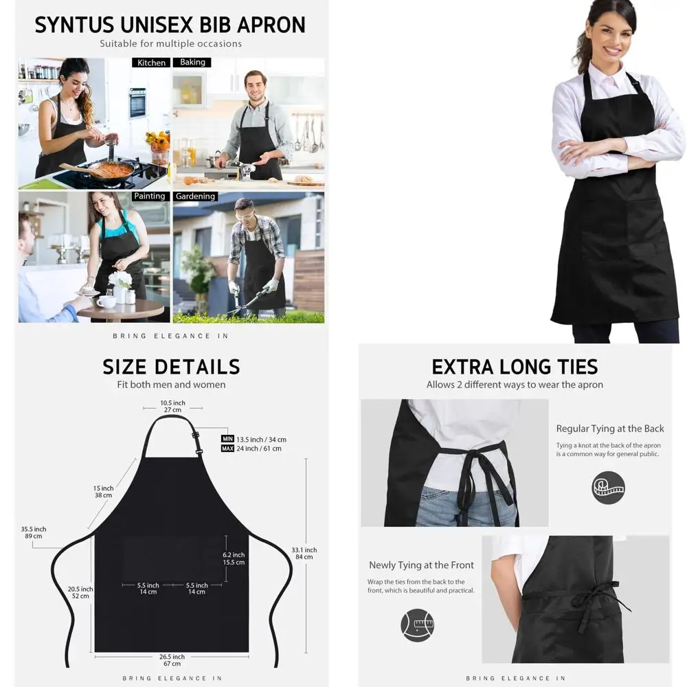 Unisex 12-Piece Waterproof Bib Apron Set with Pockets, Adjustable for Cooking and BBQ, Black
Unisex 12-Piece Waterproof Bib Apron Set with Pockets, Adjustable for Cooking and BBQ, Black