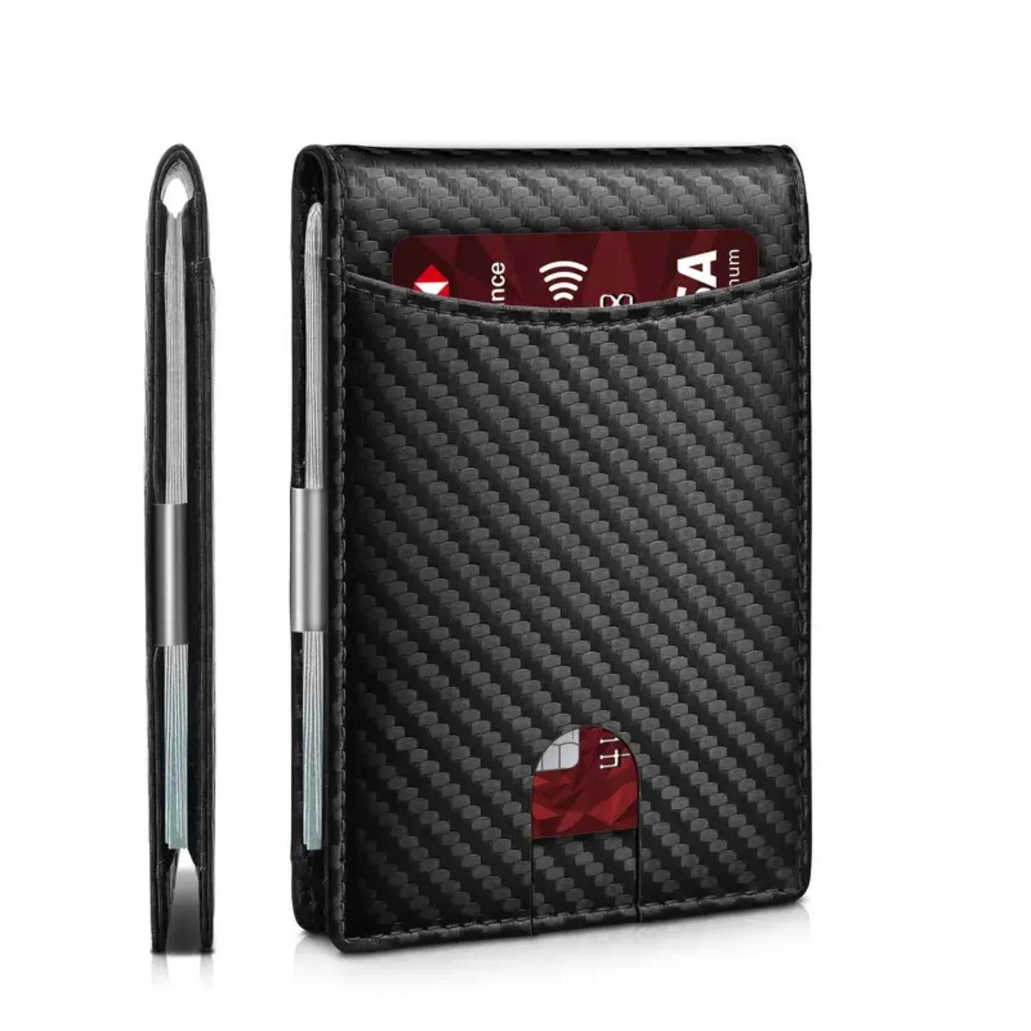 Ultra Thin Stylish and Sleek Black and Brown Vegan Leather Mens Slim Bifold Wallet with RFID Blocking Technology and Money Clip
Ultra Thin Stylish and Sleek Black and Brown Vegan Leather Mens Slim Bifold Wallet with RFID Blocking Technology and Money Clip