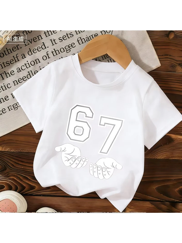 Kids 67 Themed Colorful Print T-Shirt, Soft Cotton Fabric, Breathable and Comfortable, Ideal for Toddlers and Childrentk0370
Kids 67 Themed Colorful Print T-Shirt, Soft Cotton Fabric, Breathable and Comfortable, Ideal for Toddlers and Childrentk0370