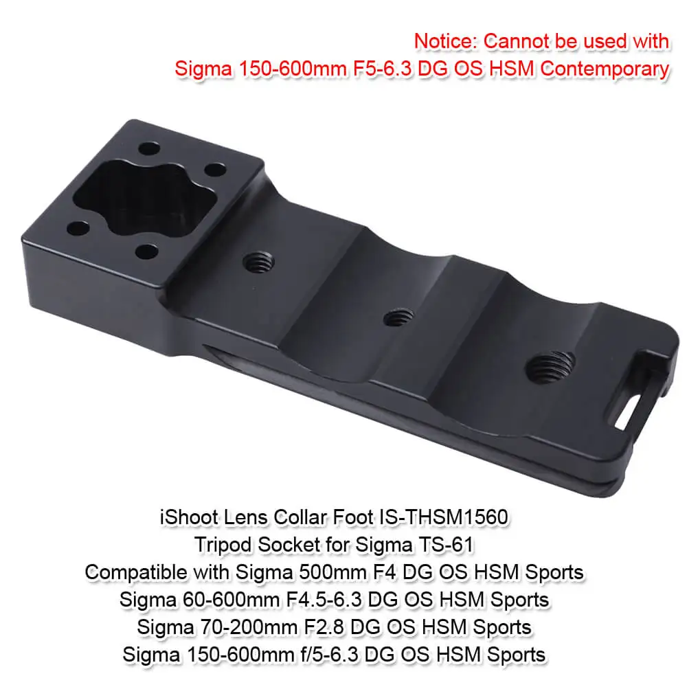 iShoot Tripod Mount Ring Base Lens Collar Replacement Foot for Sigma 150-600mm f/5-6.3 DG OS HSM Sports
iShoot Tripod Mount Ring Base Lens Collar Replacement Foot for Sigma 150-600mm f/5-6.3 DG OS HSM Sports