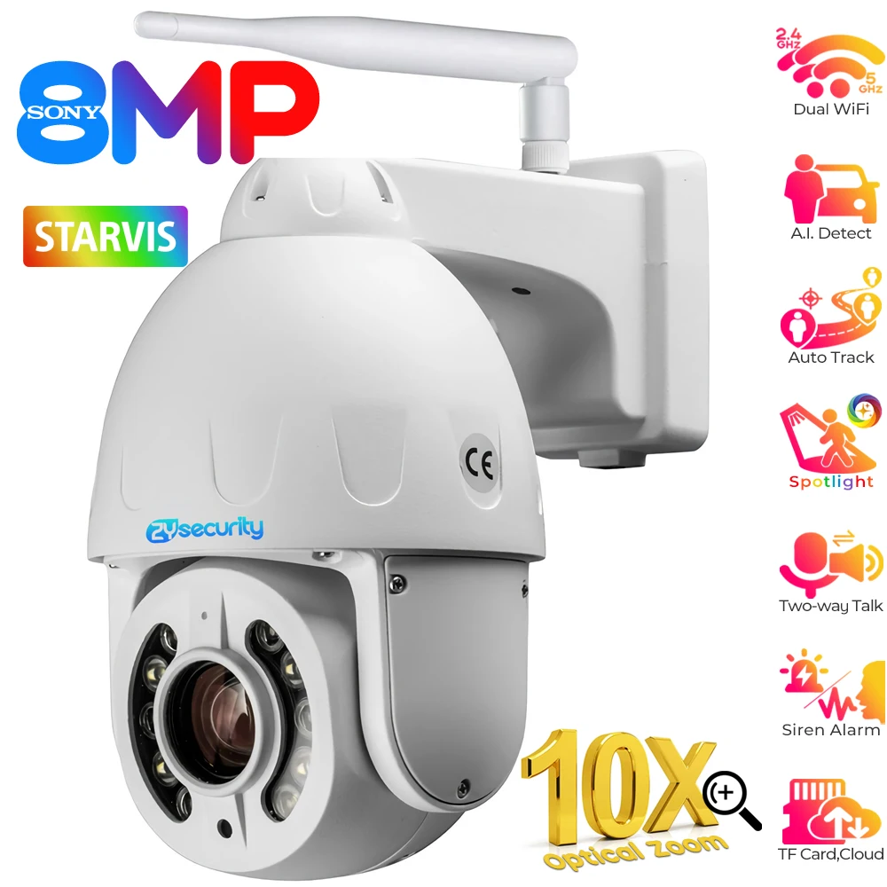 4K Security Camera 5X/10X Optical Zoom Outdoor 5MP Auto Tracking Wifi PTZ Camera Full Metal CCTV Dome Surveillance Camera Camhi
4K Security Camera 5X/10X Optical Zoom Outdoor 5MP Auto Tracking Wifi PTZ Camera Full Metal CCTV Dome Surveillance Camera Camhi
