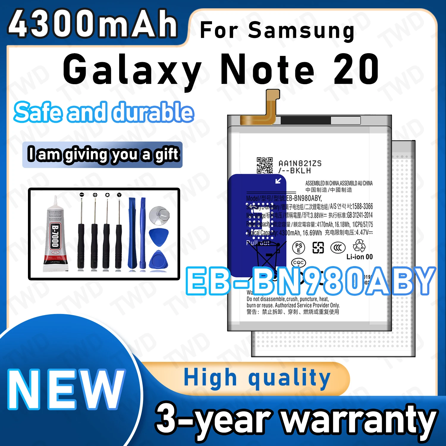 EB-BN980ABY Large capacity Battery For Samsung Galaxy Note 20 5G/SM-N981B/SM-N981B/DS Batteries New High Quanlity+Free Tools
EB-BN980ABY Large capacity Battery For Samsung Galaxy Note 20 5G/SM-N981B/SM-N981B/DS Batteries New High Quanlity+Free Tools