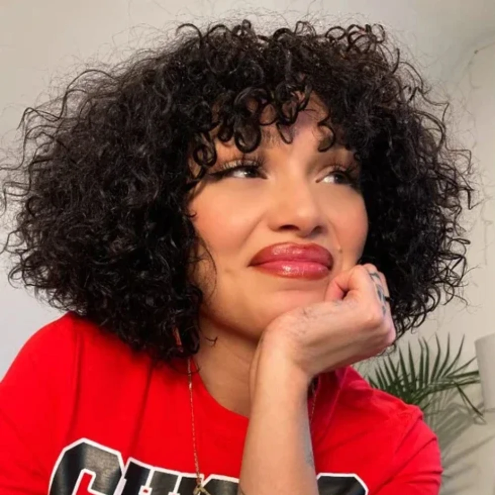 Water Wave Human Hair Wig With Bangs Curly Wave Machine Made Wig Bob Wig Human Hair Wig for Women
Water Wave Human Hair Wig With Bangs Curly Wave Machine Made Wig Bob Wig Human Hair Wig for Women