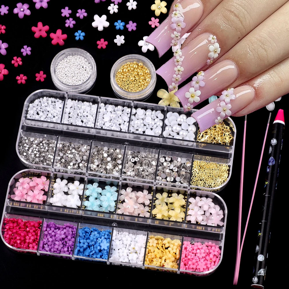 4 Boxes + 2Pcs Tool Colorful Acrylic Flower Nail Rhinestones 3D Mixed Pearl Gems Alloy Caviar Beads Nail Charm Jewelry DIY Decor
4 Boxes + 2Pcs Tool Colorful Acrylic Flower Nail Rhinestones 3D Mixed Pearl Gems Alloy Caviar Beads Nail Charm Jewelry DIY Decor