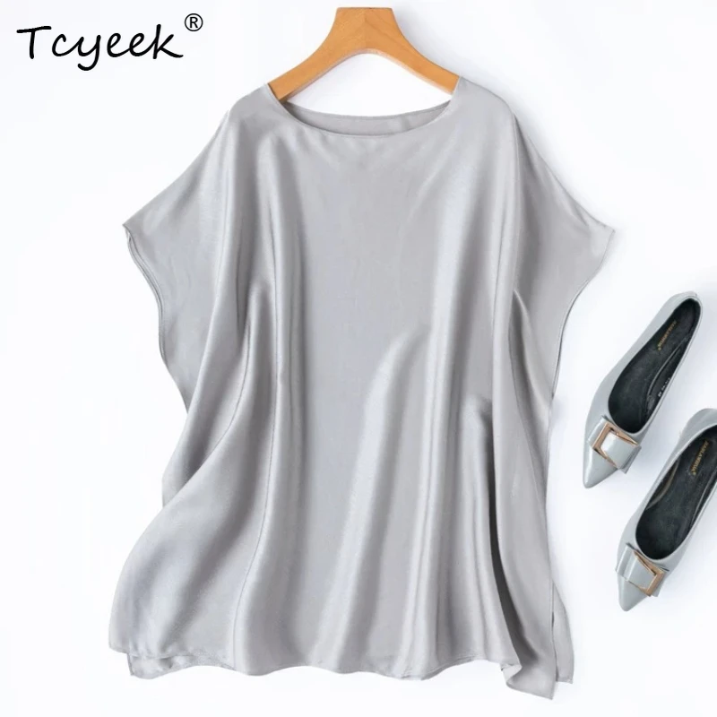 Tcyeek 93% Real Silk Women T Shirt 2026 Summer Simple Elastic Slash Neck Loose Short-sleeved Top Ladies Clothing Ropa De Mujer
Tcyeek 93% Real Silk Women T Shirt 2026 Summer Simple Elastic Slash Neck Loose Short-sleeved Top Ladies Clothing Ropa De Mujer