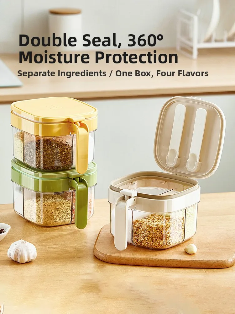 Modern Housewife Multi-Grid Integrated Seasoning Box Kitchen Storage Container High End Salt Pot Spice Jar for Home Use
Modern Housewife Multi-Grid Integrated Seasoning Box Kitchen Storage Container High End Salt Pot Spice Jar for Home Use