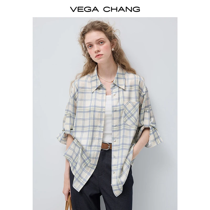 Новая женская рубашка Vega Changv в клетку для весны и осени с регулируемыми манжетами на рукавах
Новая женская рубашка Vega Changv в клетку для весны и осени с регулируемыми манжетами на рукавах