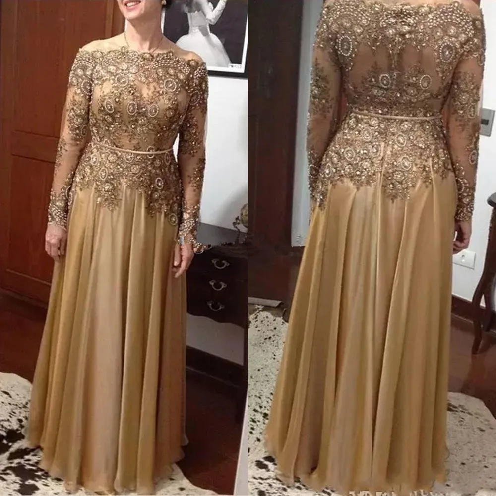 Lace Point Long Sleeves Mother Of The Bride Dresses A-Line Beaded Crystal Chiffon Evening Party Dress robe de soirée de mariage
Lace Point Long Sleeves Mother Of The Bride Dresses A-Line Beaded Crystal Chiffon Evening Party Dress robe de soirée de mariage
