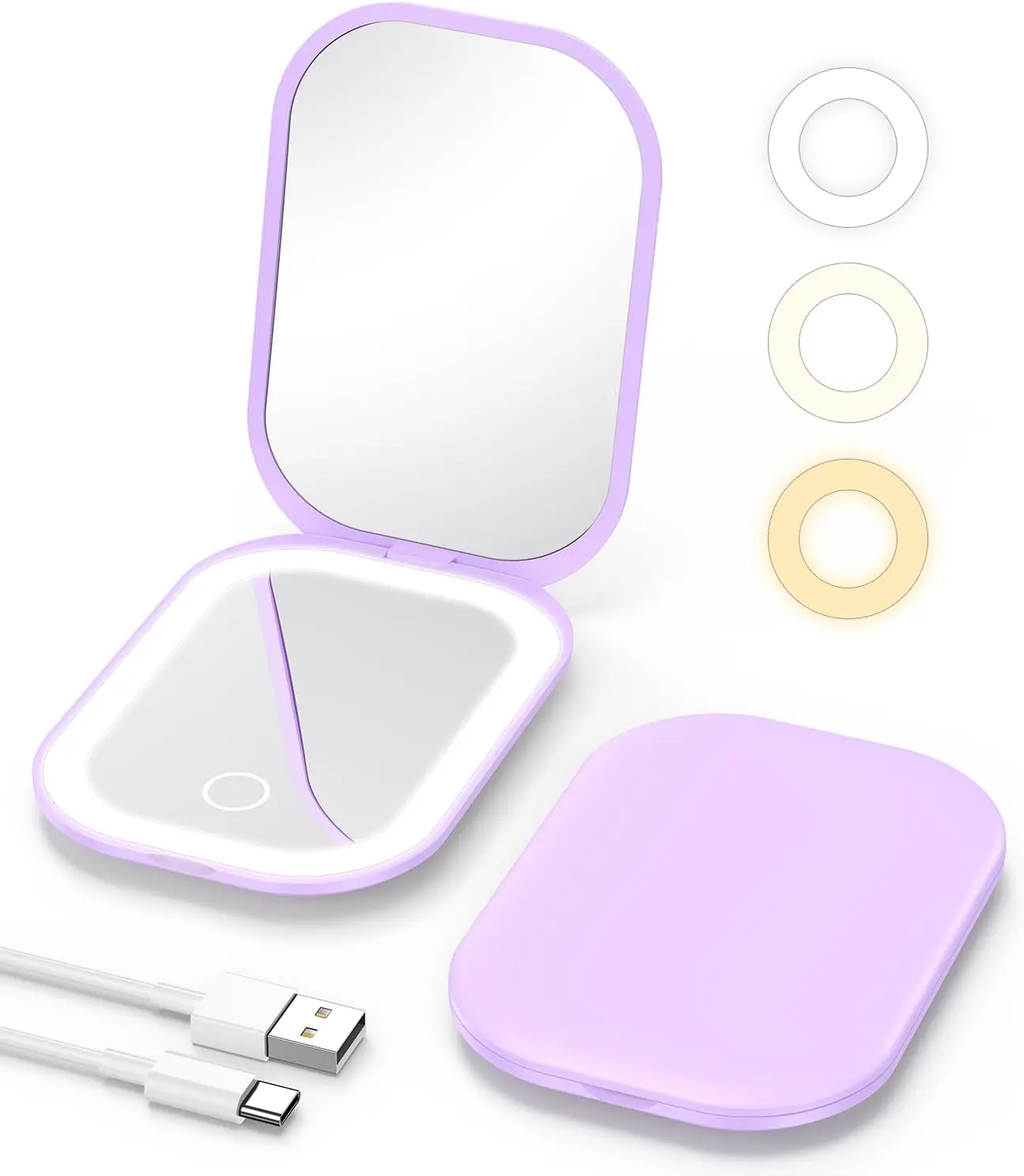 Rechargeable Lighted Compact Mirror with 1X/3X Magnification, Adjustable Colors & Dimming - Purple
Rechargeable Lighted Compact Mirror with 1X/3X Magnification, Adjustable Colors & Dimming - Purple