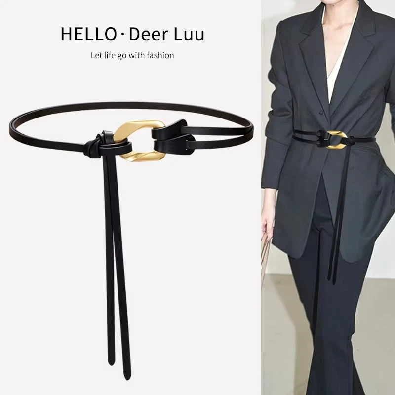 Adjustable Knotted Leather Belt for Women Retro Gold Buckle Double Layer Slim Fit Dress & Casual Outfits
Adjustable Knotted Leather Belt for Women Retro Gold Buckle Double Layer Slim Fit Dress & Casual Outfits