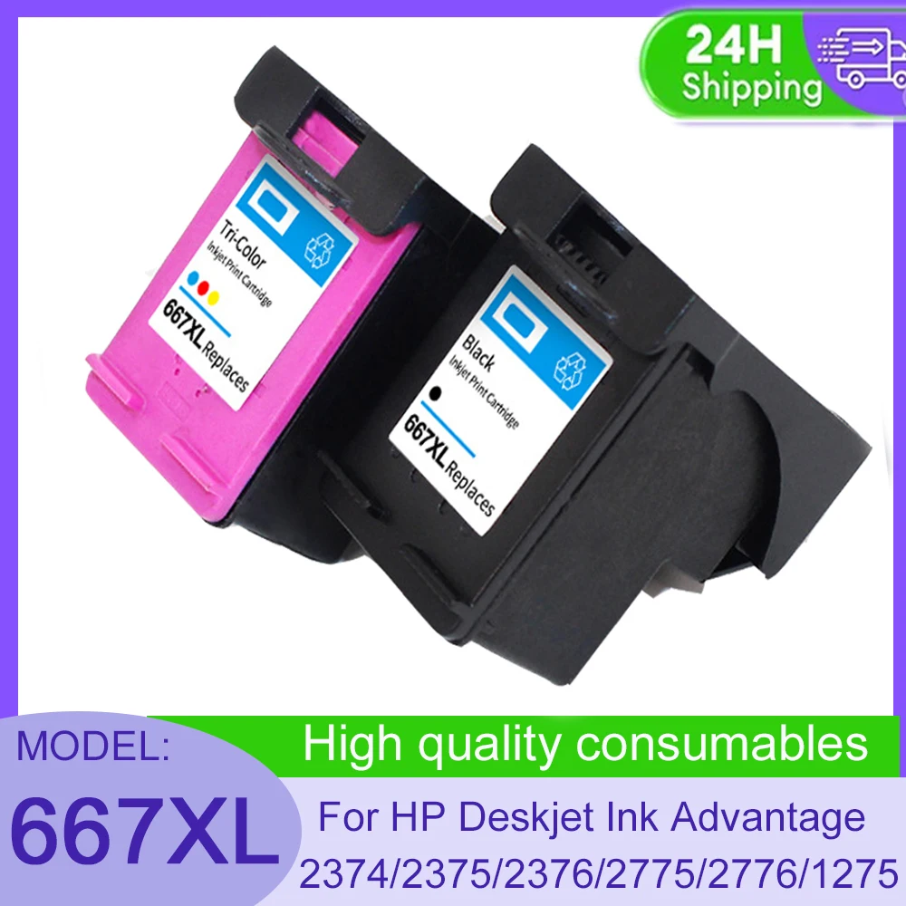 Vilaxh Remanufactured Ink Cartridge for HP 667 667XL for DeskJet Ink Advantage 1275 2374 2375 2376 2775 2776 Printer 667 667XL
Vilaxh Remanufactured Ink Cartridge for HP 667 667XL for DeskJet Ink Advantage 1275 2374 2375 2376 2775 2776 Printer 667 667XL