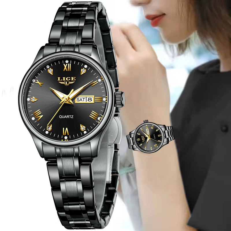 LIGE New Waterproof Watches for Women Fashion Simple Sports Women's Quartz Wristwatches Stainless Steel Luminous Ladies Watch
LIGE New Waterproof Watches for Women Fashion Simple Sports Women's Quartz Wristwatches Stainless Steel Luminous Ladies Watch