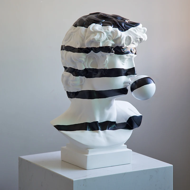 Abstract Art David Figurine Sculpture Black White Striped Blowing Bubble David Creative Home Decor Resin Statue Gifts Ornaments
Abstract Art David Figurine Sculpture Black White Striped Blowing Bubble David Creative Home Decor Resin Statue Gifts Ornaments