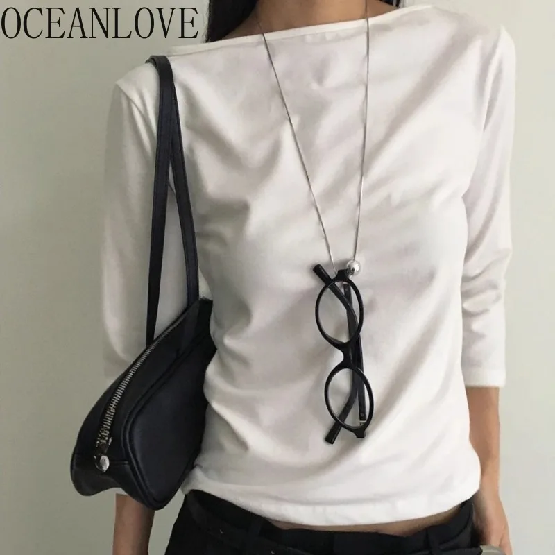 OCEANLOVE Y2k T Shirt for Women Spring Summer Simple Korean Fashion Ropa De Mujer Basics Vintage Sexy Short Tees
OCEANLOVE Y2k T Shirt for Women Spring Summer Simple Korean Fashion Ropa De Mujer Basics Vintage Sexy Short Tees