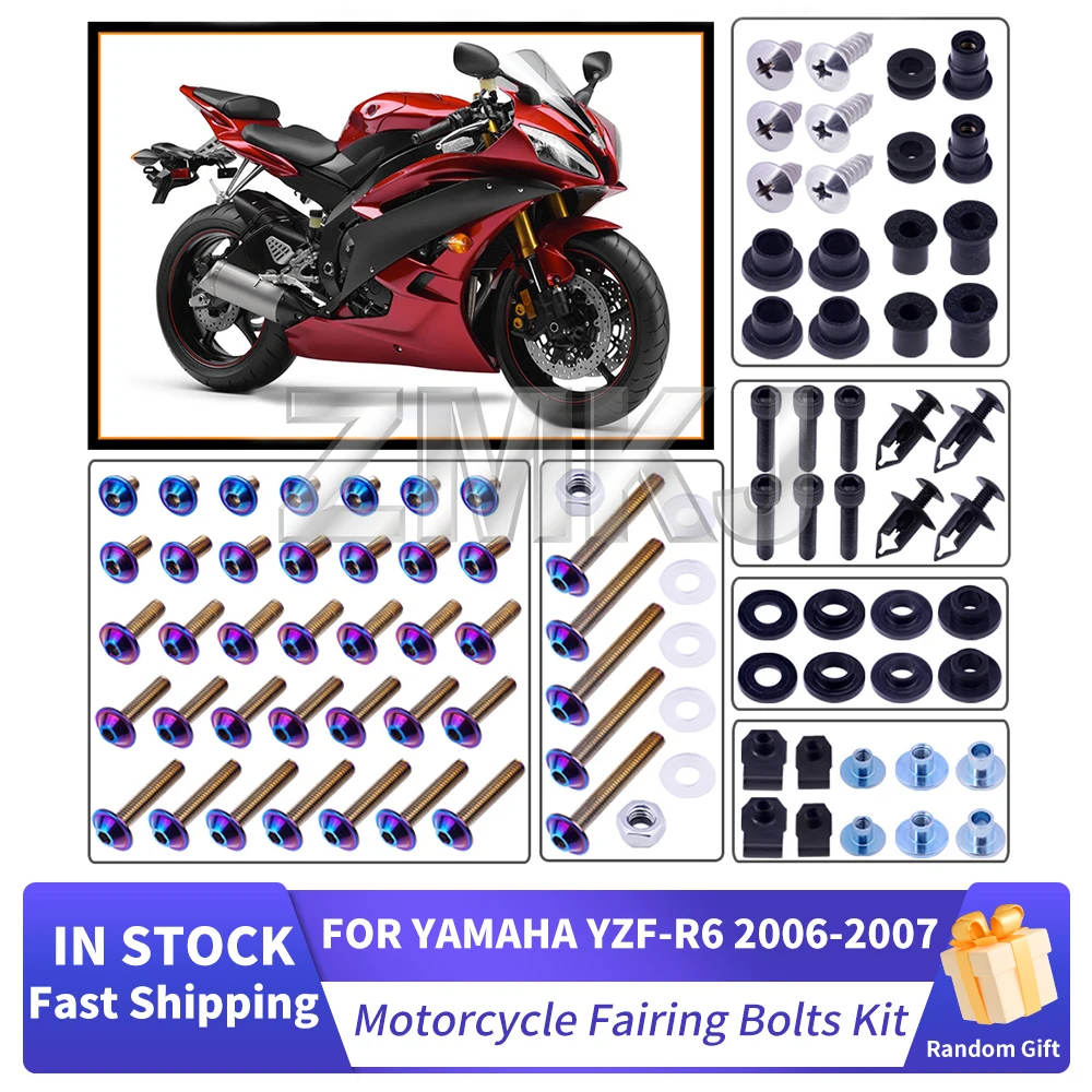 For Yamaha YZF R6 YZF-R6 2006 2007 Motorcycle Stainless Complete Bodywork Fairing Bolt Kit Screws Clip Motorcycle Accessories
For Yamaha YZF R6 YZF-R6 2006 2007 Motorcycle Stainless Complete Bodywork Fairing Bolt Kit Screws Clip Motorcycle Accessories