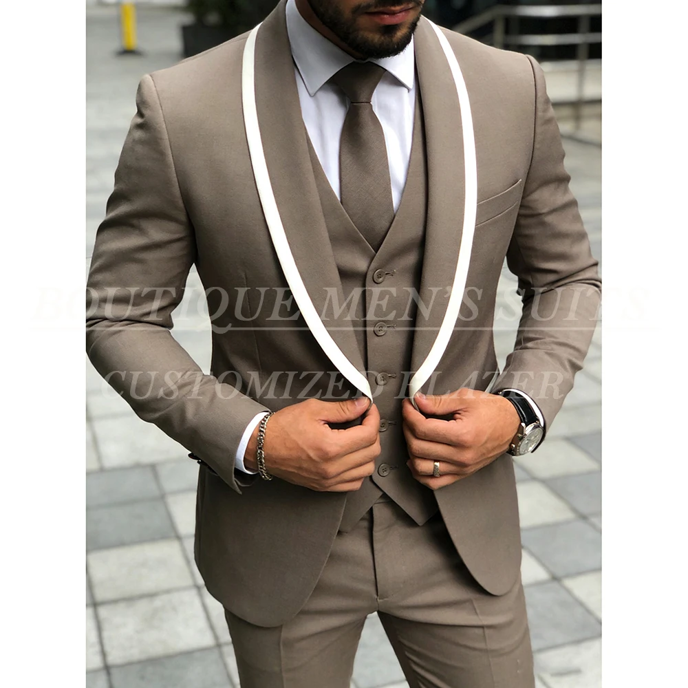 Tailor-Made Men's 3 Piece Suits High Quality Khaki Shawl Lapel One-Button Slim Fit Jacket Pants Vest Costume Homme 2026
Tailor-Made Men's 3 Piece Suits High Quality Khaki Shawl Lapel One-Button Slim Fit Jacket Pants Vest Costume Homme 2026