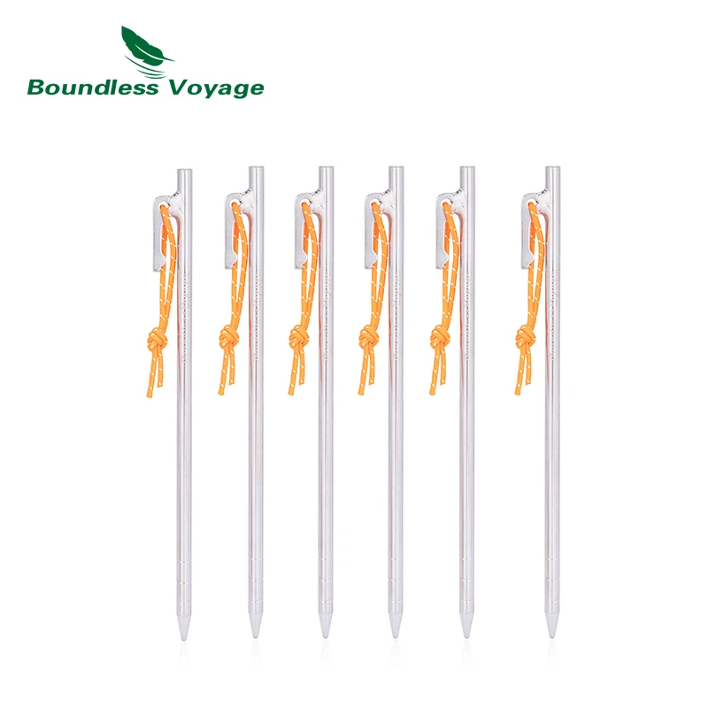 Boundless Voyage Titanium Alloy Tent Stakes Heavy Duty Tent Nails Tent Accessories for Picnic Hiking Backpacking 6pcs Ti4012P
Boundless Voyage Titanium Alloy Tent Stakes Heavy Duty Tent Nails Tent Accessories for Picnic Hiking Backpacking 6pcs Ti4012P