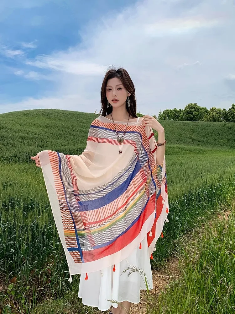 Ethnic Style Women's Shawl Summer Sun Protection Beach Tour Coat Desert Travel Poncho Silk Scarf Tassel Trim Polyester Fiber
Ethnic Style Women's Shawl Summer Sun Protection Beach Tour Coat Desert Travel Poncho Silk Scarf Tassel Trim Polyester Fiber
