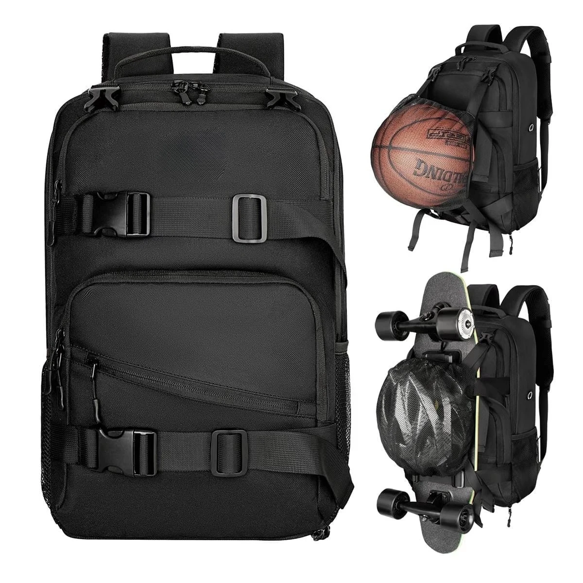 Black Skateboard Backpack 15.6 Inch Laptop Backpack for Men Women Sports Bag with Ball Holder for Longboard
Black Skateboard Backpack 15.6 Inch Laptop Backpack for Men Women Sports Bag with Ball Holder for Longboard